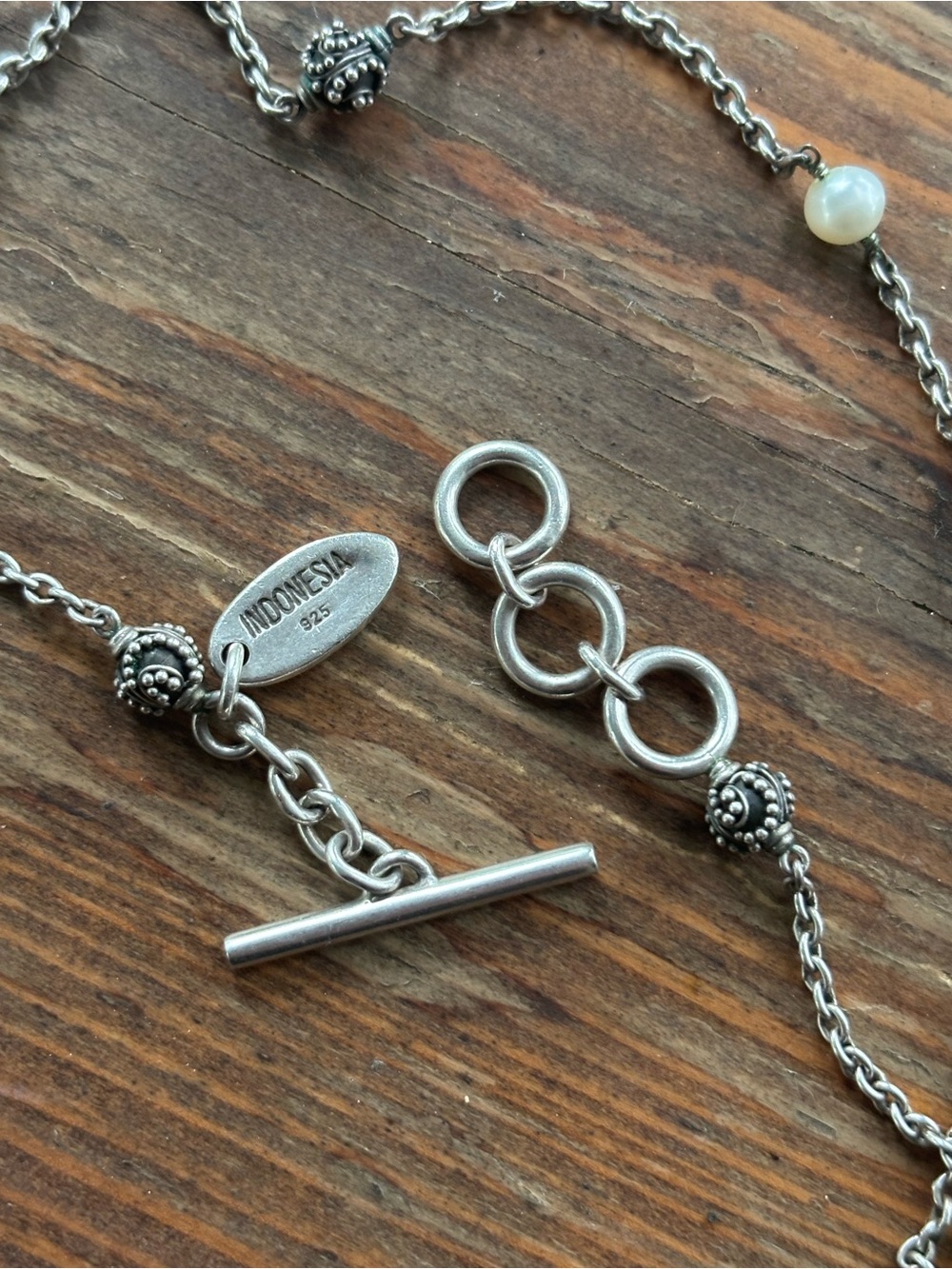 Vintage Lois Hill Pearl and Sterling Silver Station Necklace - Picture 2 of 9